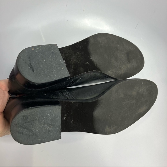 Talbots Tish Wrap Tie Pebbled leather ankle boots black leather size 10 - Picture 8 of 9